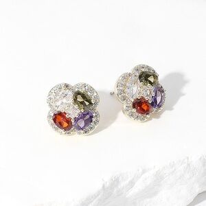 Elegant 14K Gold Plated Multicolor Gemstone Earrings